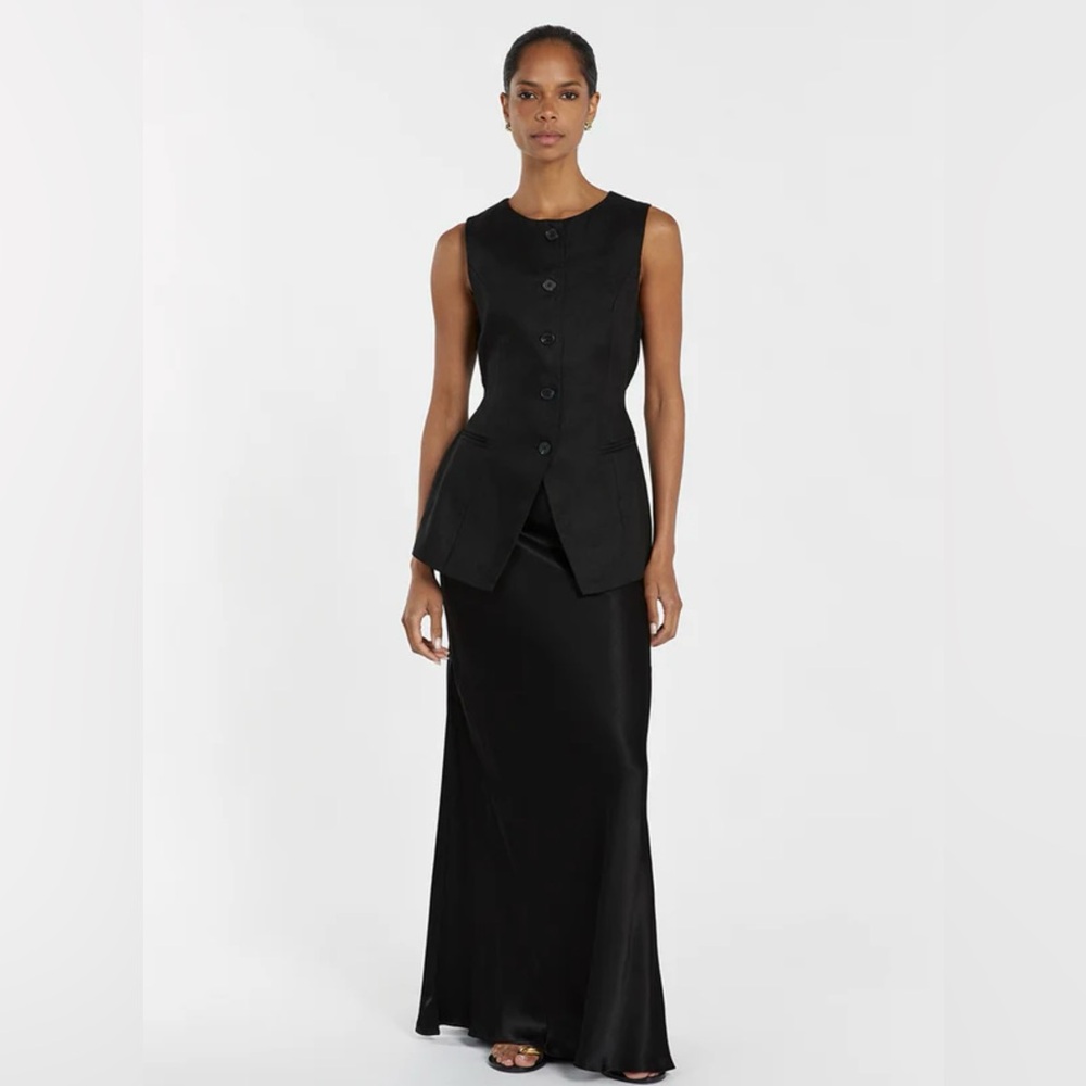 NWT Dissh Charli Black Satin Maxi Skirt